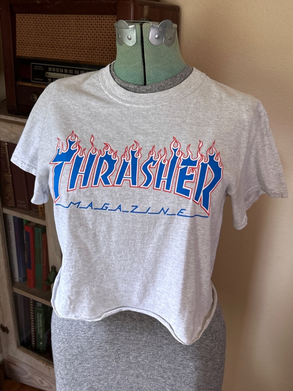 Thrasher Flame Logo Cropped Baby Tee Shirt Grunge Skater Streetwear
